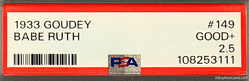 1933 Babe Ruth Goudey # 149 PSA 2.5 Good+ Nice Copy with Bright Color