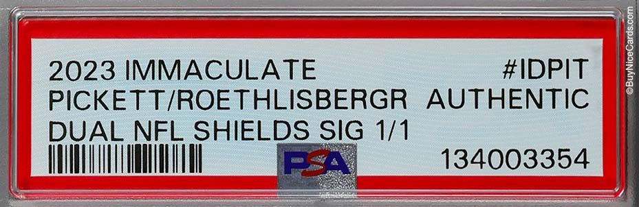 2023 Ben Roethlisberger Kenny Pickett Immaculate Dual NFL Shield 1/1 Auto #IDPIT PSA