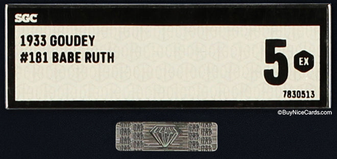 1933 Babe Ruth Goudey #181 SGC 5 MBA Silver Label