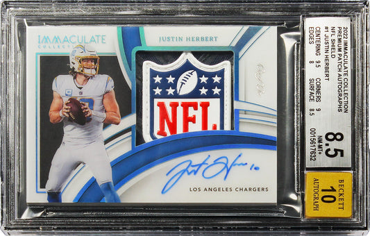 2022 Just Herbert Panini Immaculate Collection 1/1 Shield Patch Auto #1 BGS 8.5