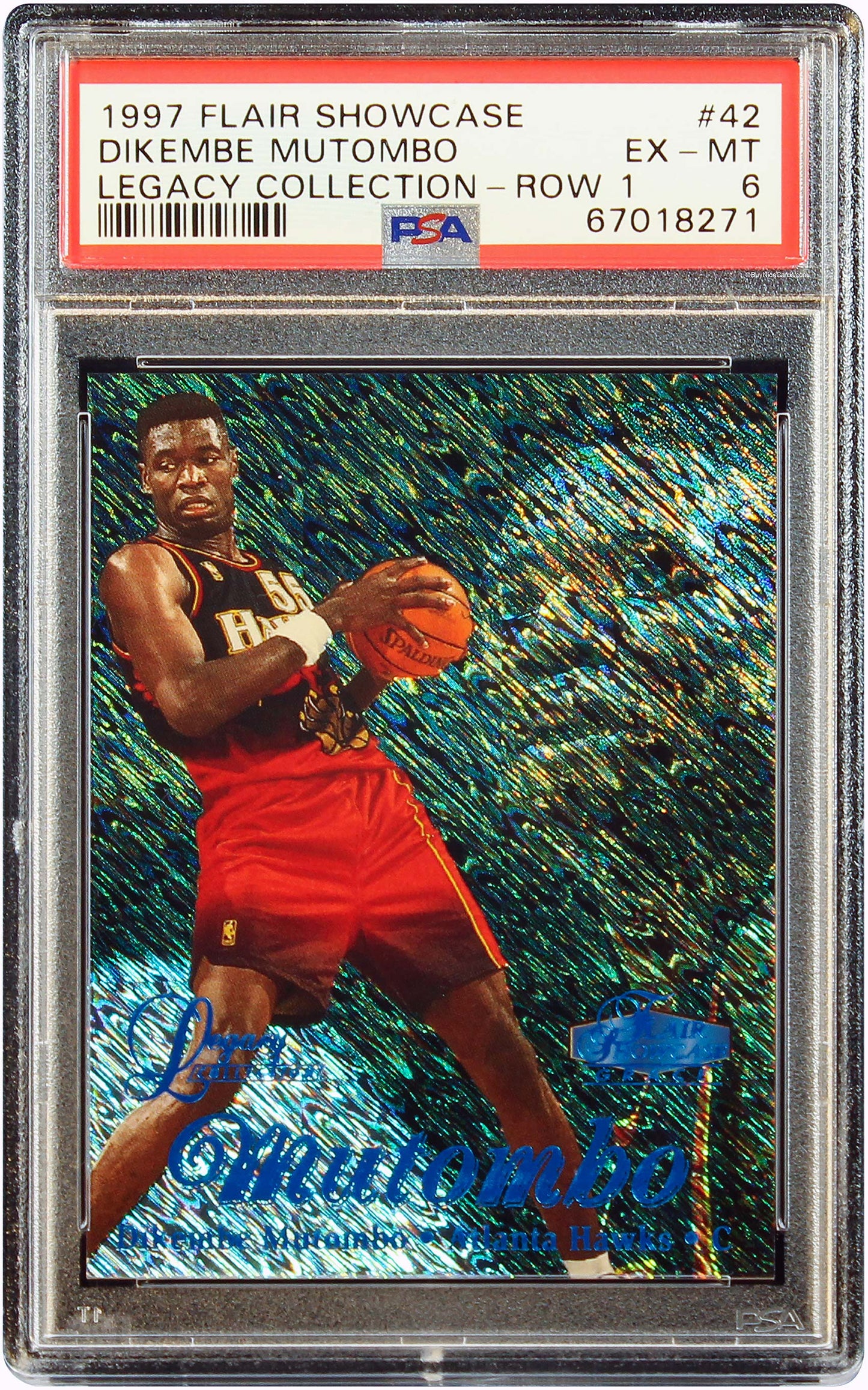 1997 Dikembe Mutumbo Fleer Flair Showcase Legacy Collection Row 1 /100 #42 PSA 6