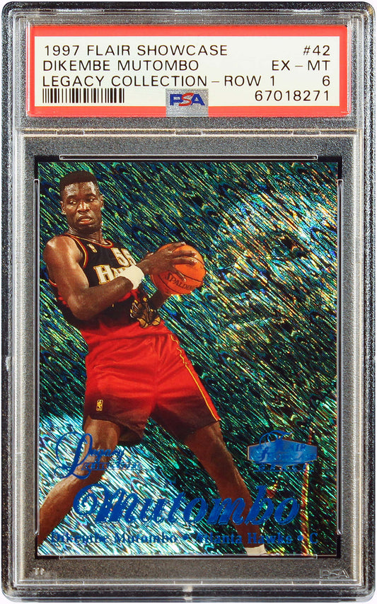 1997 Dikembe Mutumbo Fleer Flair Showcase Legacy Collection Row 1 /100 #42 PSA 6