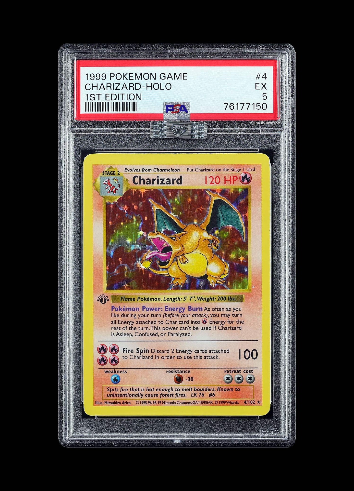 1999 Charizard Pokemon Game Holo 1st Edition #4 PSA 5 MBA Silver