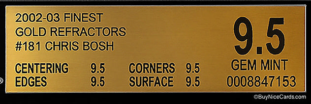 2002-03 Chris Bosh Topps Finest Gold Refractor XRC Jersey Numbers 4/25 BGS 9.5 Gem Mint