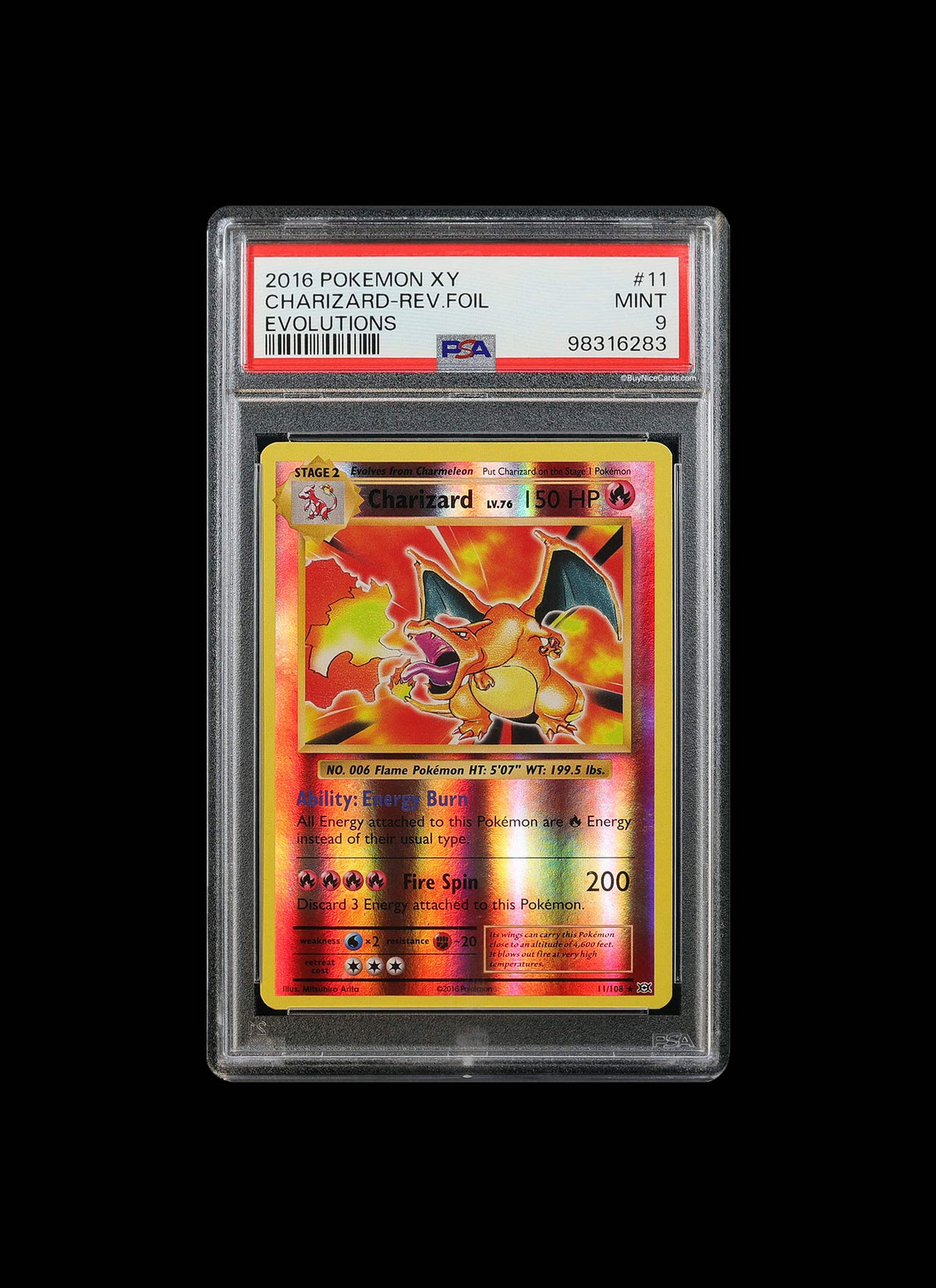 2016 Charizard Pokemon XY Rev. Foil Evolutions #11 PSA 9 Mint