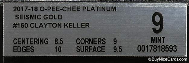 2017-18 Clayton Keller O-Pee-Chee Platinum Seismic Gold RC Rookie /50 #160 BGS 9