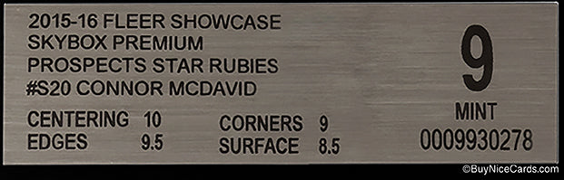 2015 Connor McDavid Fleer Showcase Skybox Premium Star Rubies RC Rookie /50 #S20 BGS 9