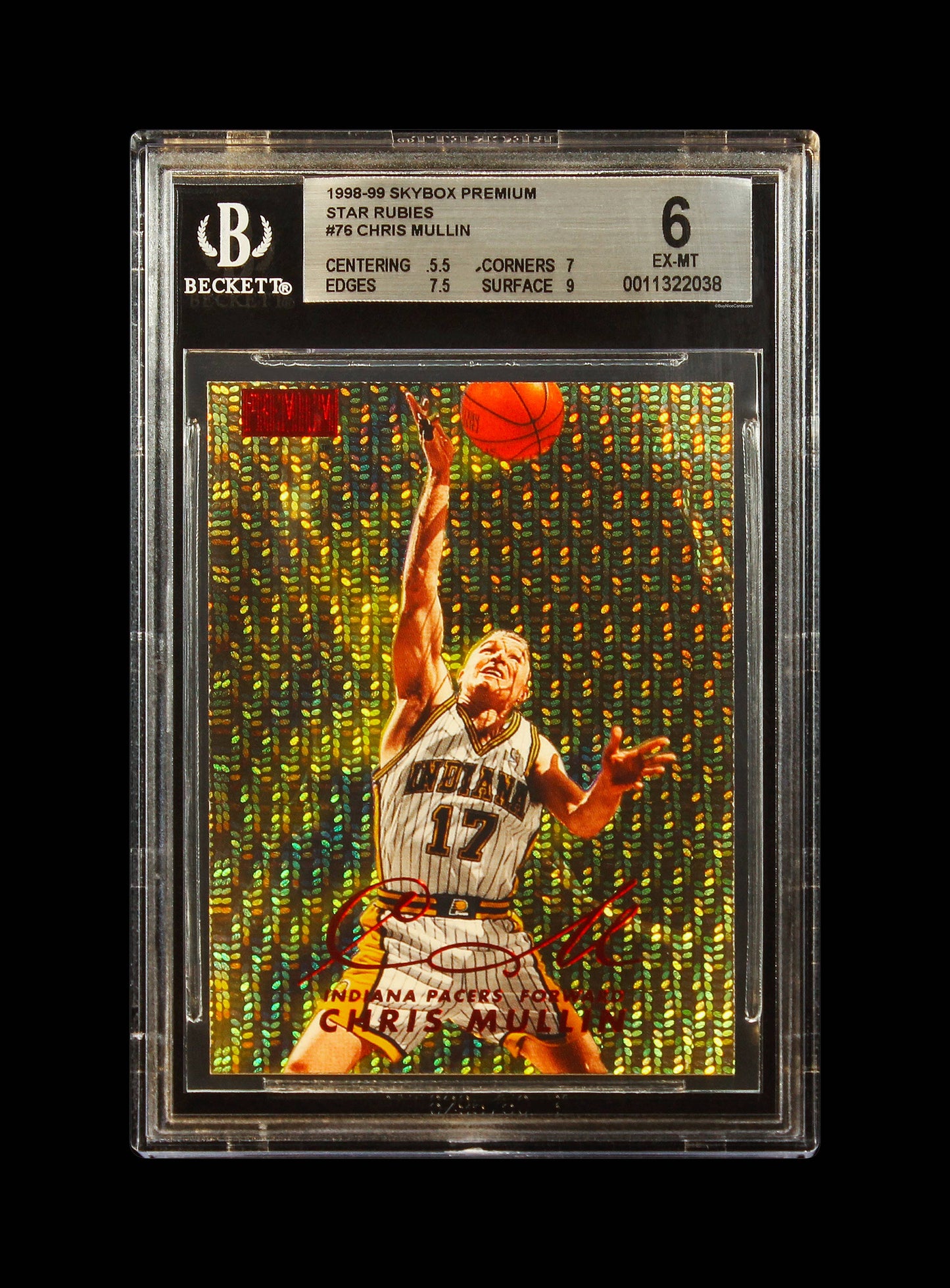 1998-99 Chris Mullin Fleer SkyBox Premium Star Rubies SP /50 #76 BGS 6