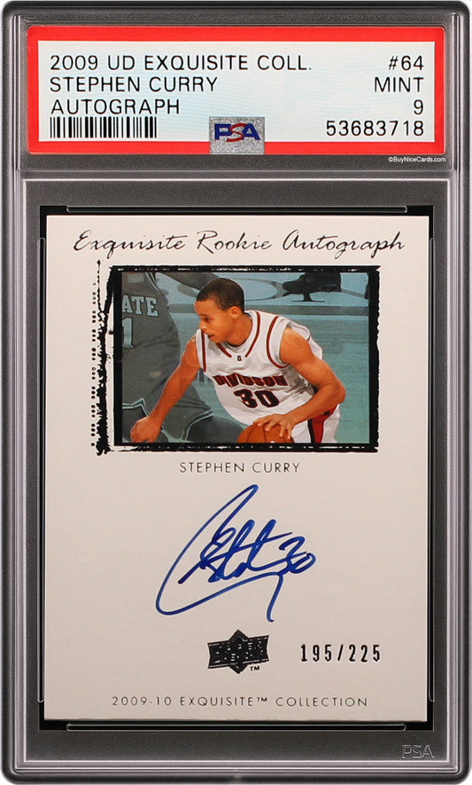 2009 Stephen Curry Upper Deck Exquisite RC Rookie Auto /225 # 64 PSa 9 Mint