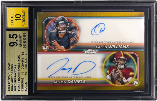 2024 Caleb Williams Jayden Daniels Topps Chrome Gold Refractor /50 #DAQB BGS 9.5