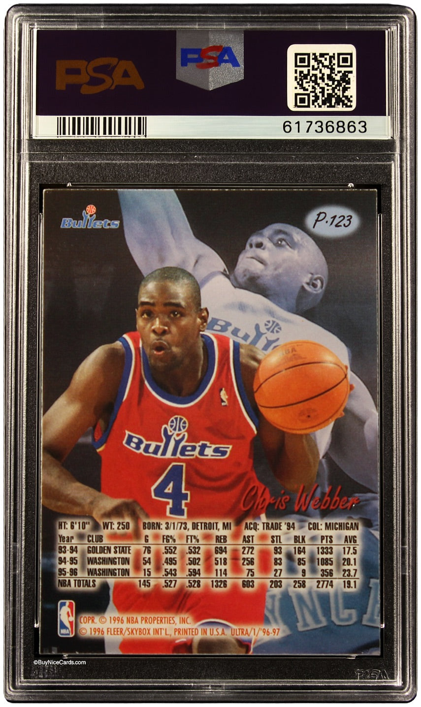 1996 Chris Webber Fleer Ultra Platinum Medallion SP # P123 PSA 8 NM-MT