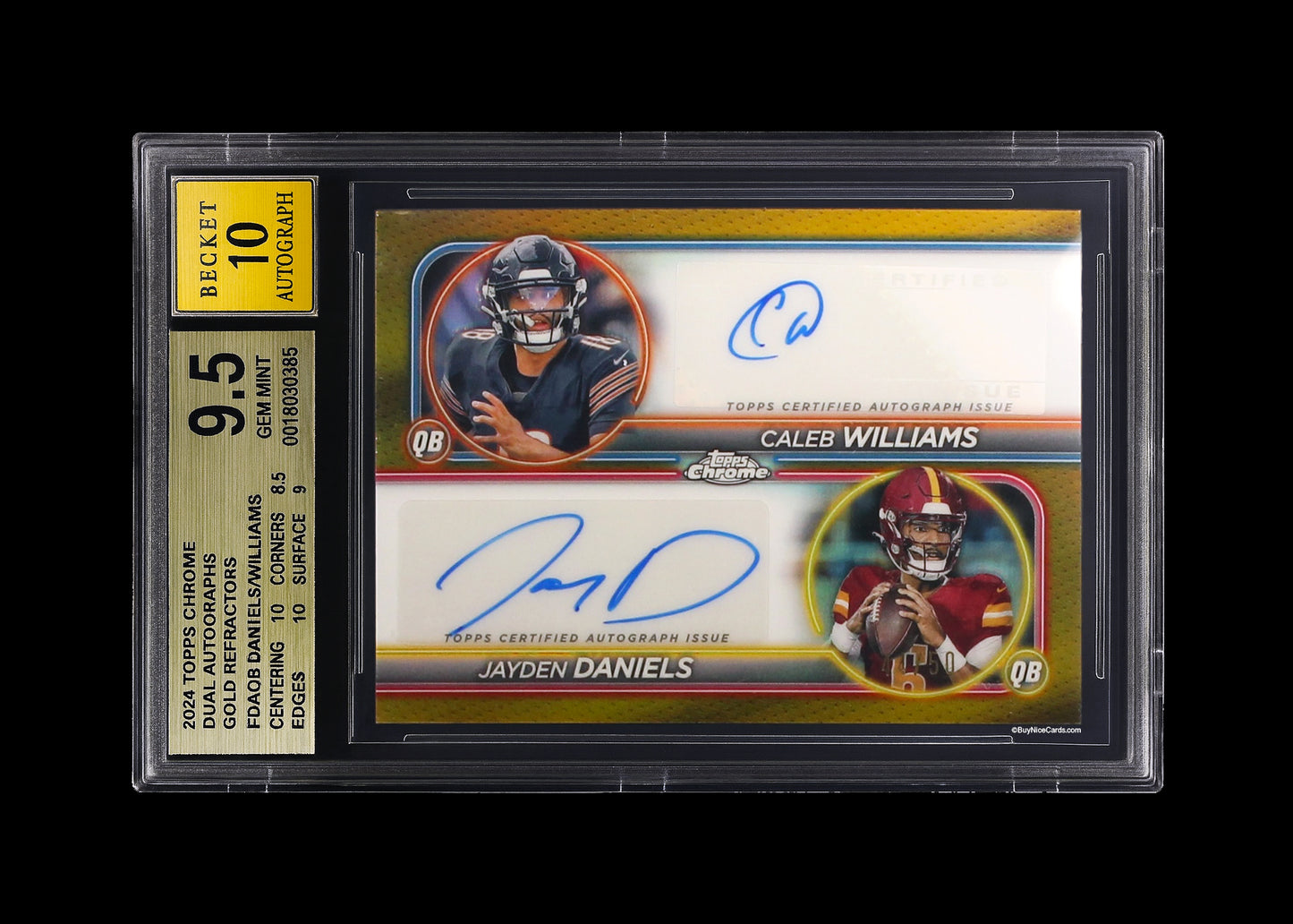 2024 Caleb Williams Jayden Daniels Topps Chrome Gold Refractor /50 #DAQB BGS 9.5