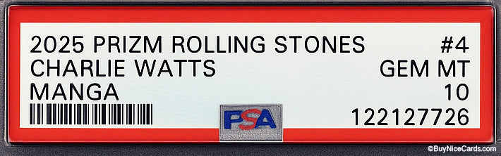 2025 Charlie Watts Panini Prizm Roling Stones Manga Prizms SP # 4 PSA 10 Gem Mint