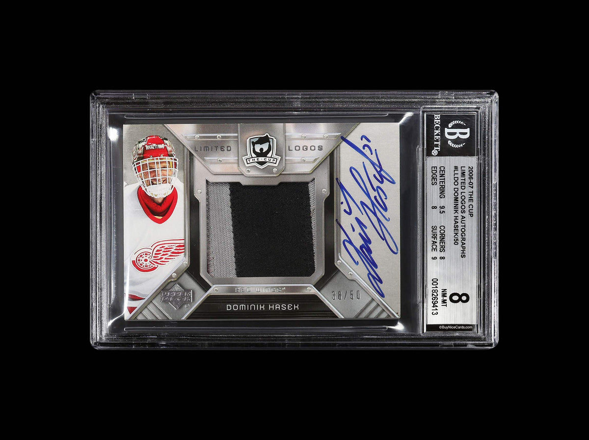 2006-07 Dominik Hasek Upper Deck The Cup Limited Logos Patch Auto /50 #LLDO BGS 8