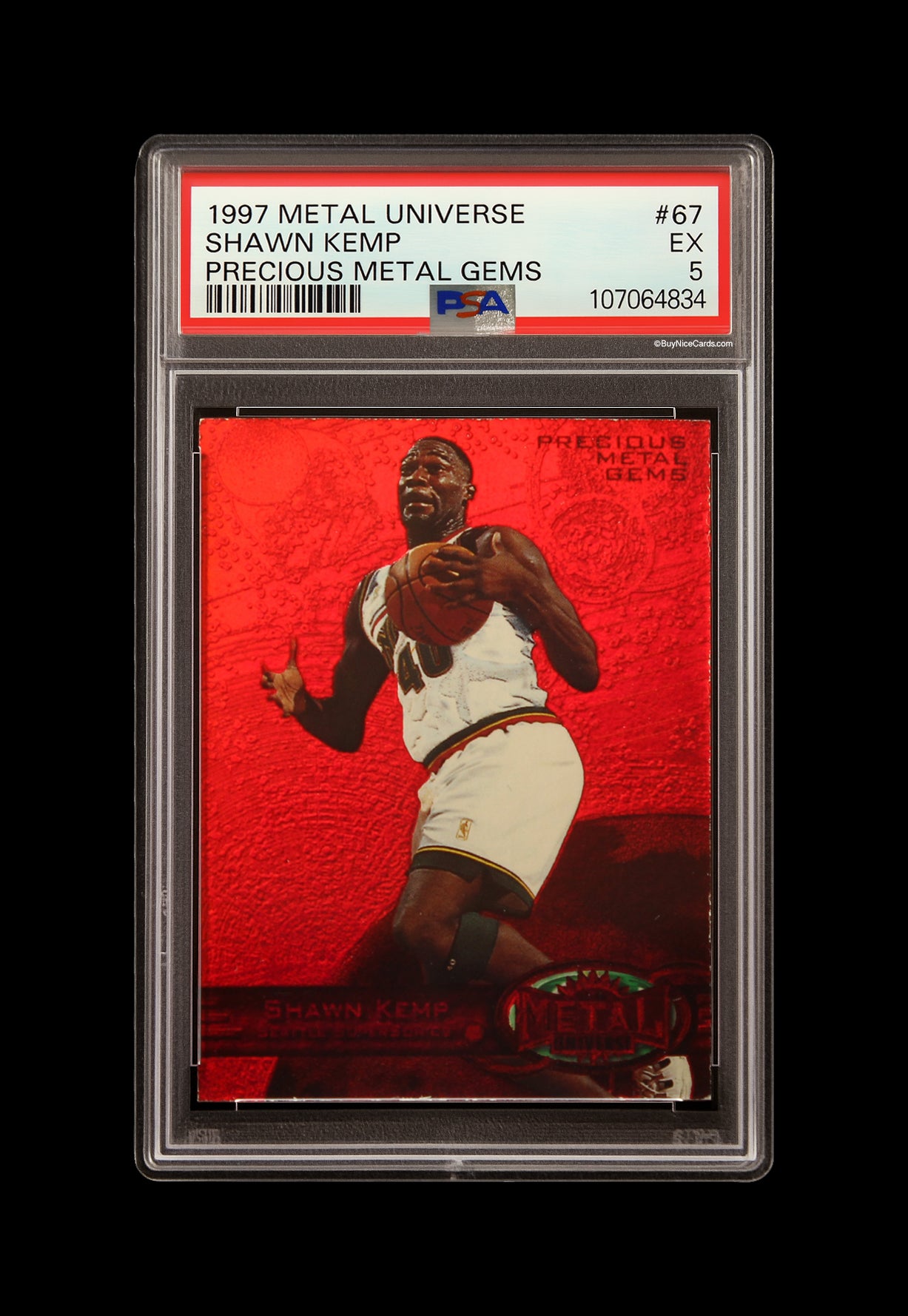 1997 Shawn Kemp Skybox Metal Universe Precious Metal Gems PMG Red /100 PSA 5