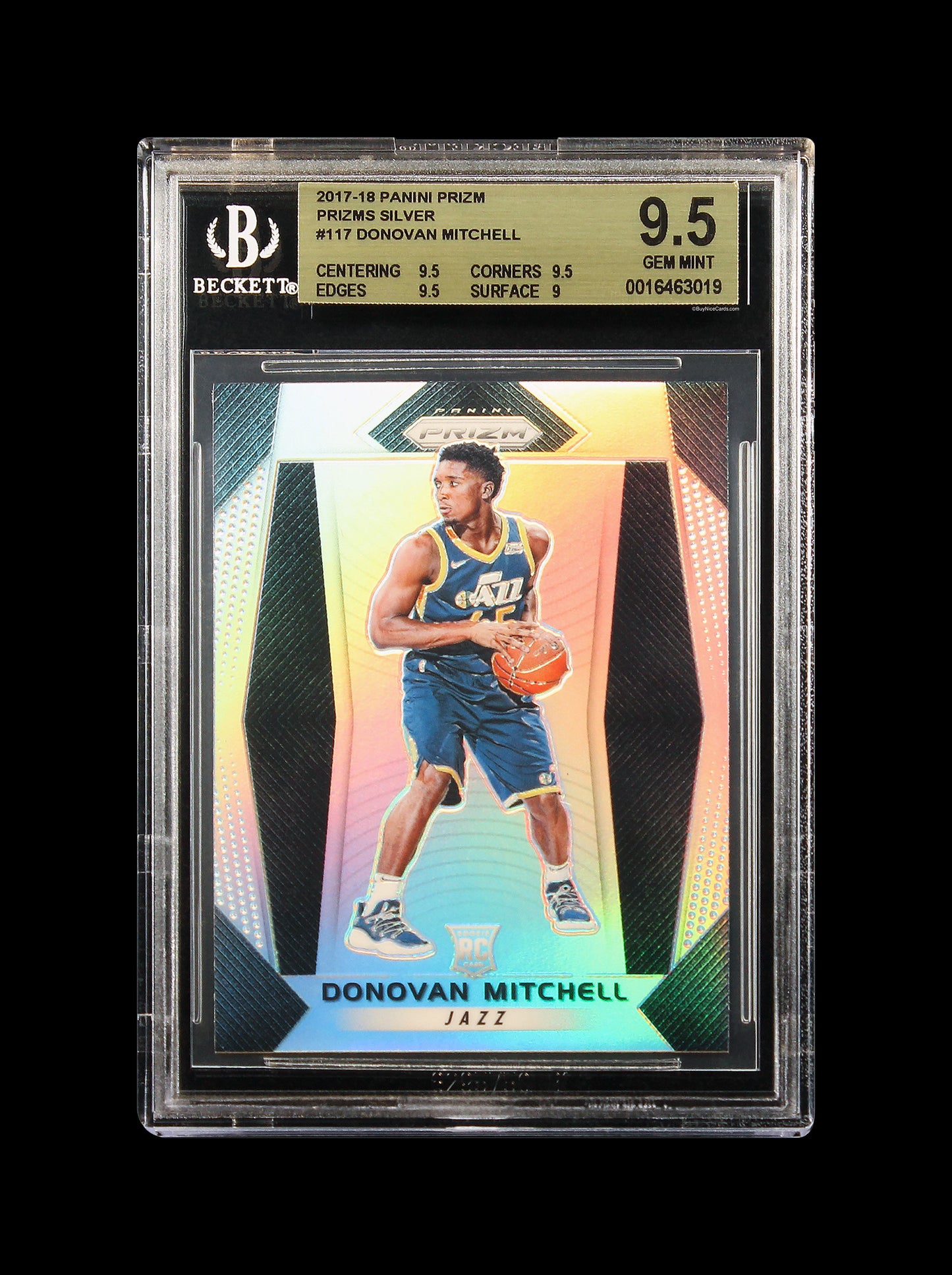2017-18 Donovan Mitchell Panini Prizm Silver Prizms SP RC Rookie #117 BGS 9.5 Gem Mint
