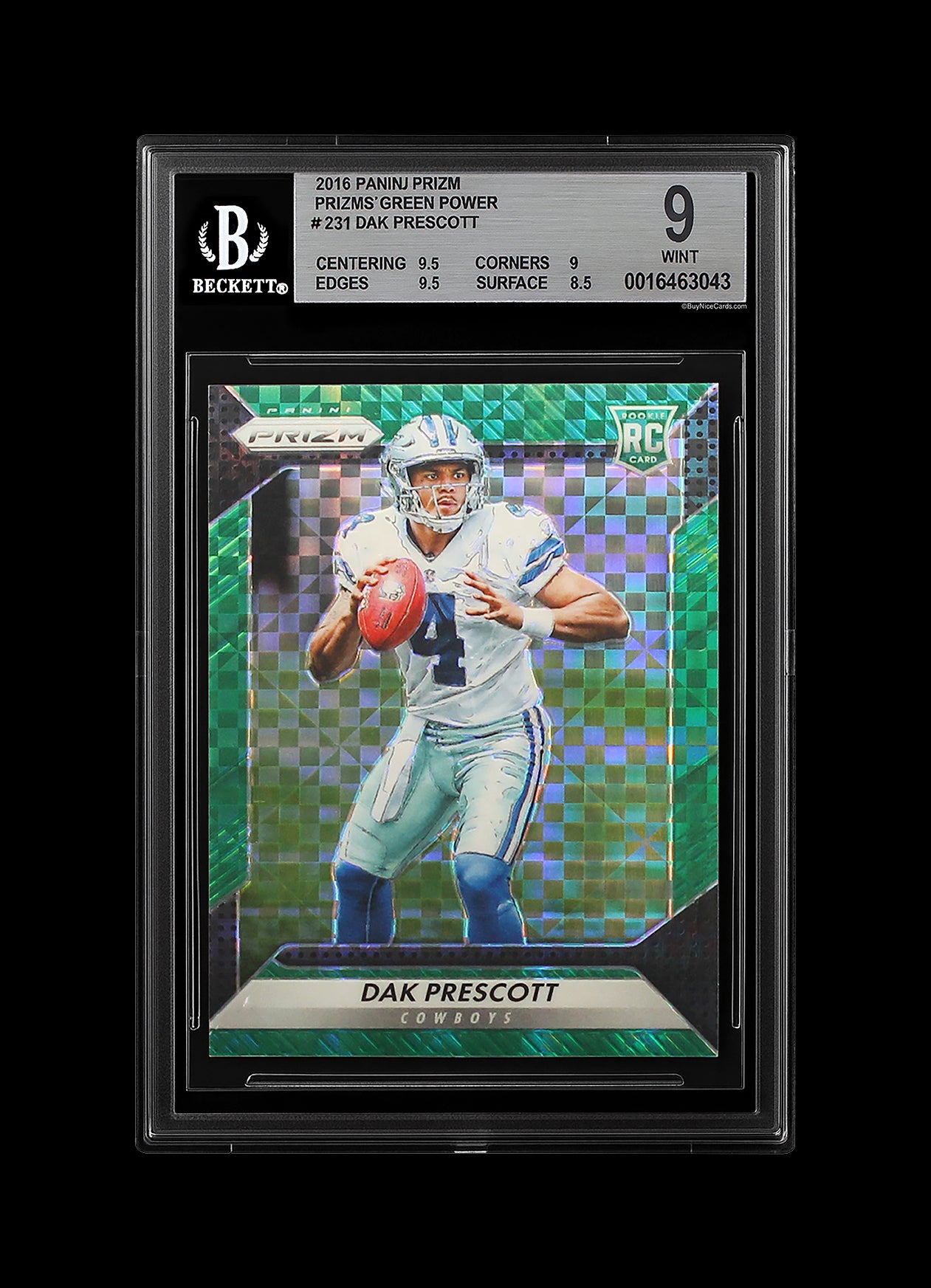 2016 Dak Prescott Panini Prizm Green Power Prizms Xfractor SP RC Rooke /49 #231 BGS 9