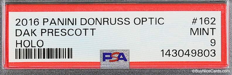 2016 Dak Prescott Panini Donruss Optic Holo Prizms RC Rookie SP #162 PSA 9 Mint