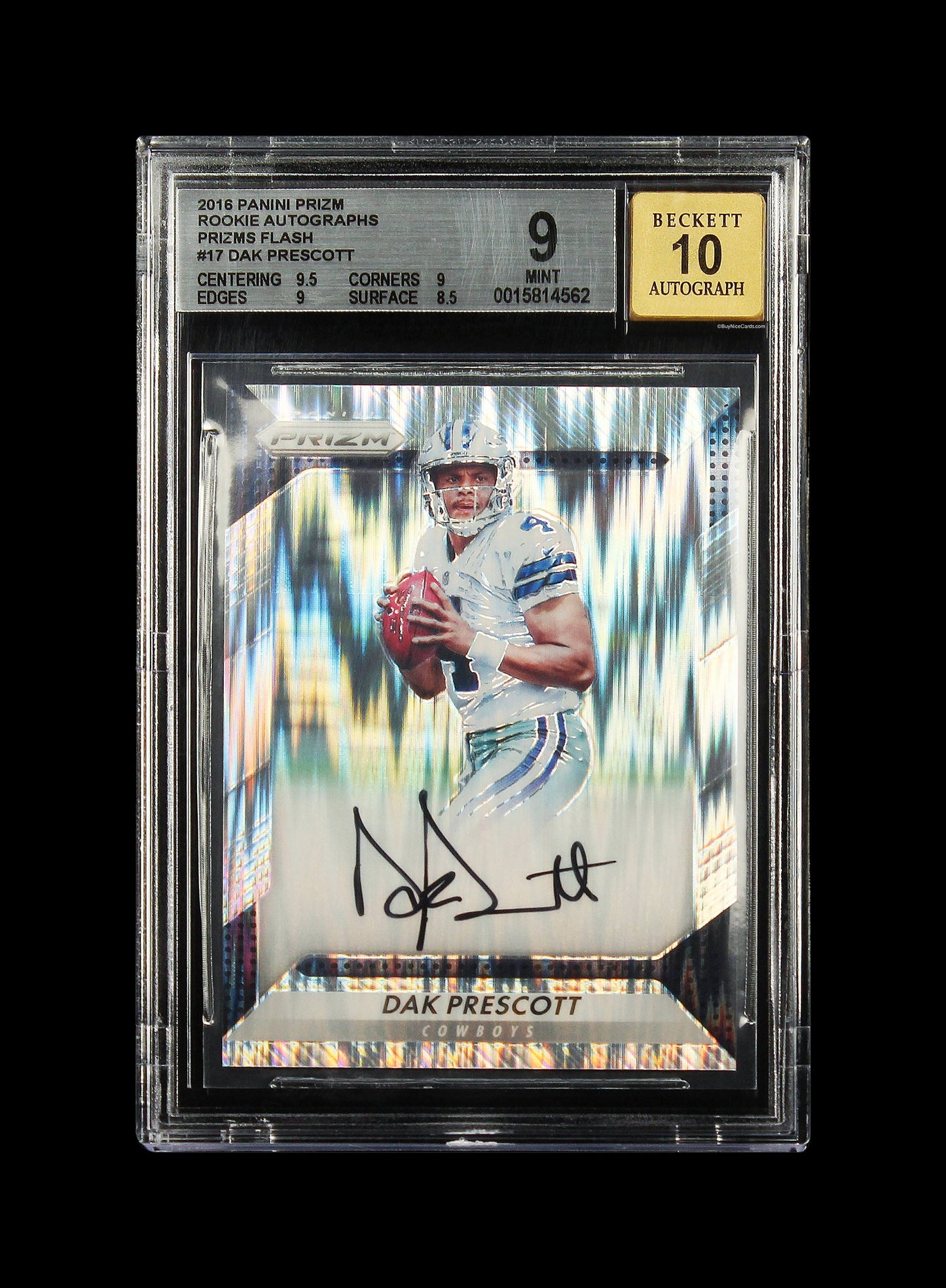 2016 Dak Prescott Panini Prizm Flash Prizms SSP Rc Rookie Auto #17 BGS 9 / 10