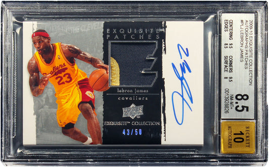 2009 LeBron James Upper Deck Exquisite Patch Auto /50 # PLJ BGS 8.5