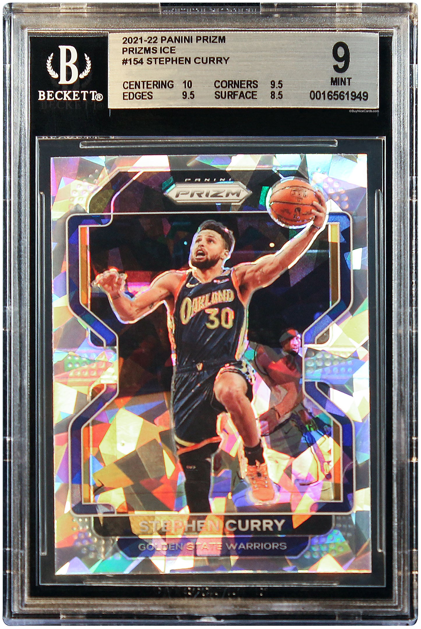 2021 Stephen Curry Panini Prizm Prizms Ice #154 BGS 9 Mint