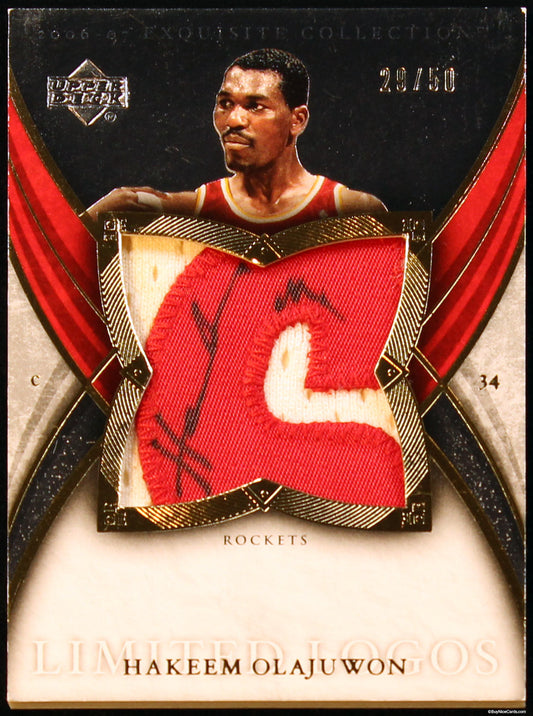 2006 Hakeem Olajuwon Upper Deck Exquisite Limited Logos Patch Auto /50 # LL-HO