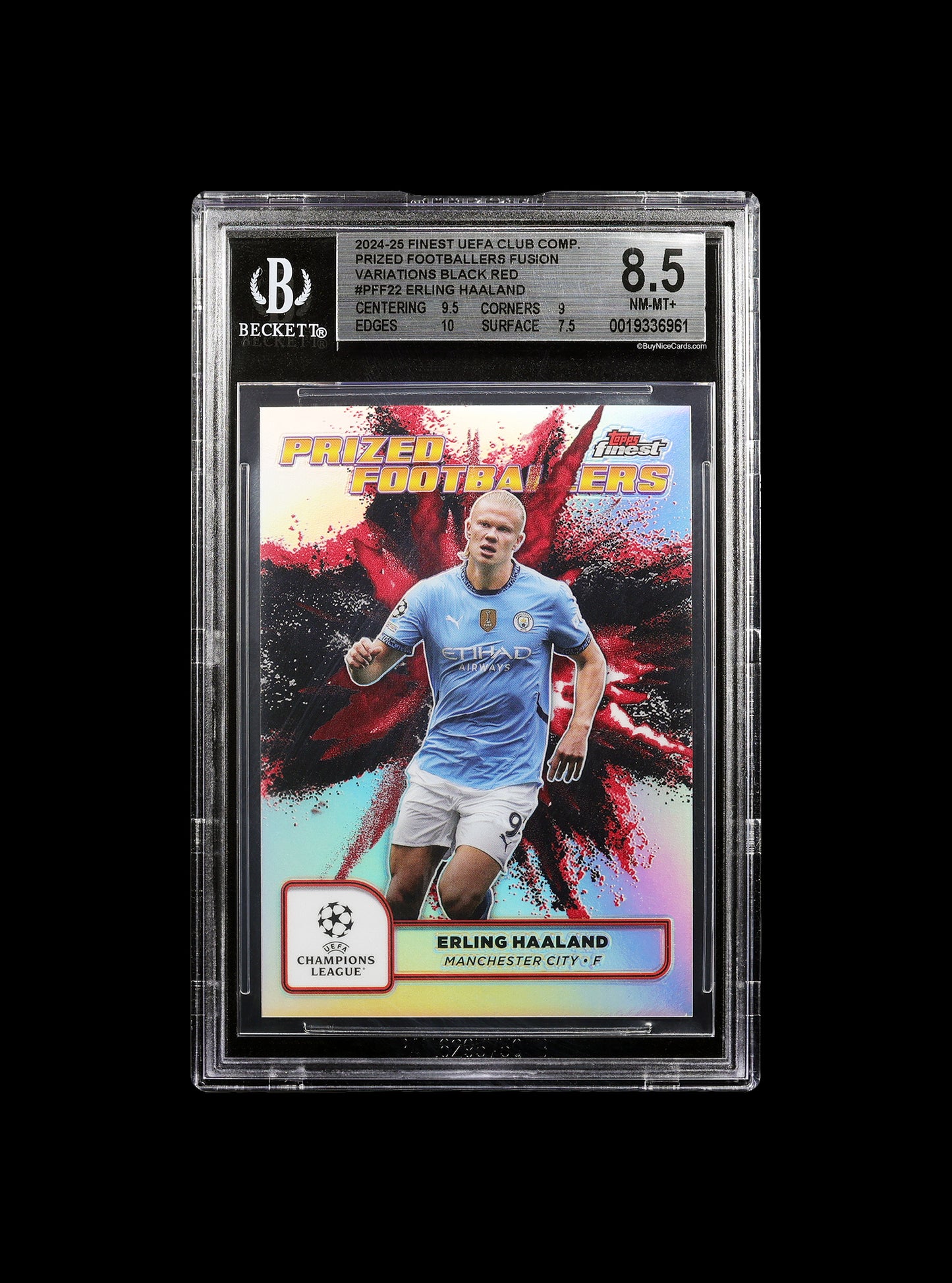 2024-25 Erling Haalan Topps Finest UEFA Prized Footballers Refractor #PFF22 BGS 8.5