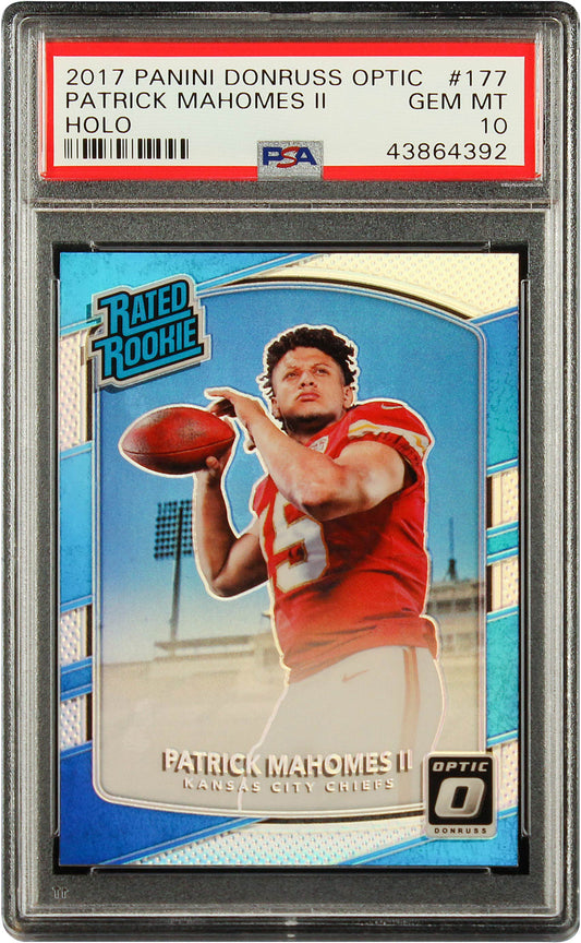 2017 Patrick Mahomes Panini Donruss Optic Holo Silver Prizm Rc Rookie 177 PSA 10