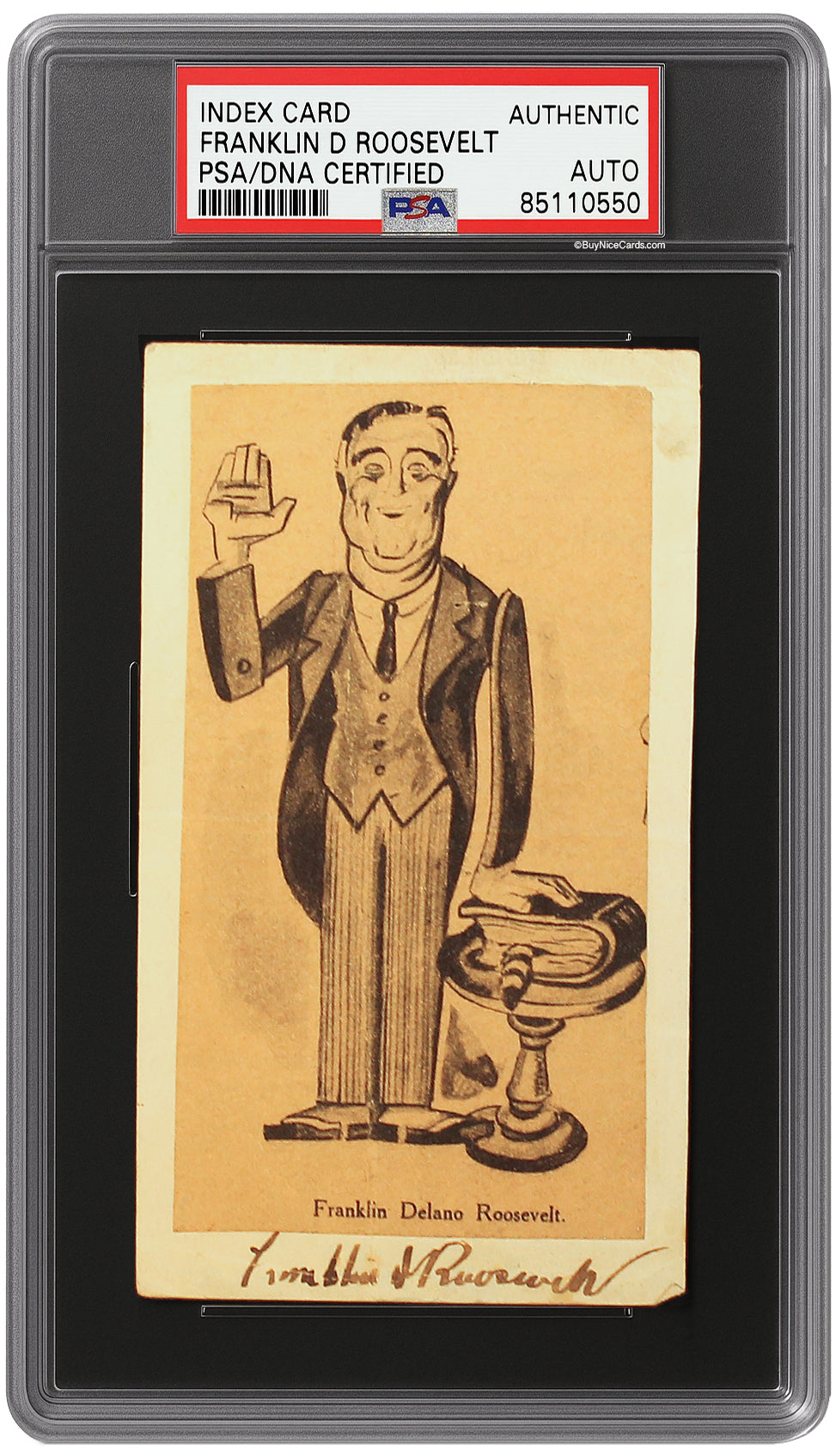 Vintage President Franklin D. Roosevelt Autograph Auto Index Card PSA