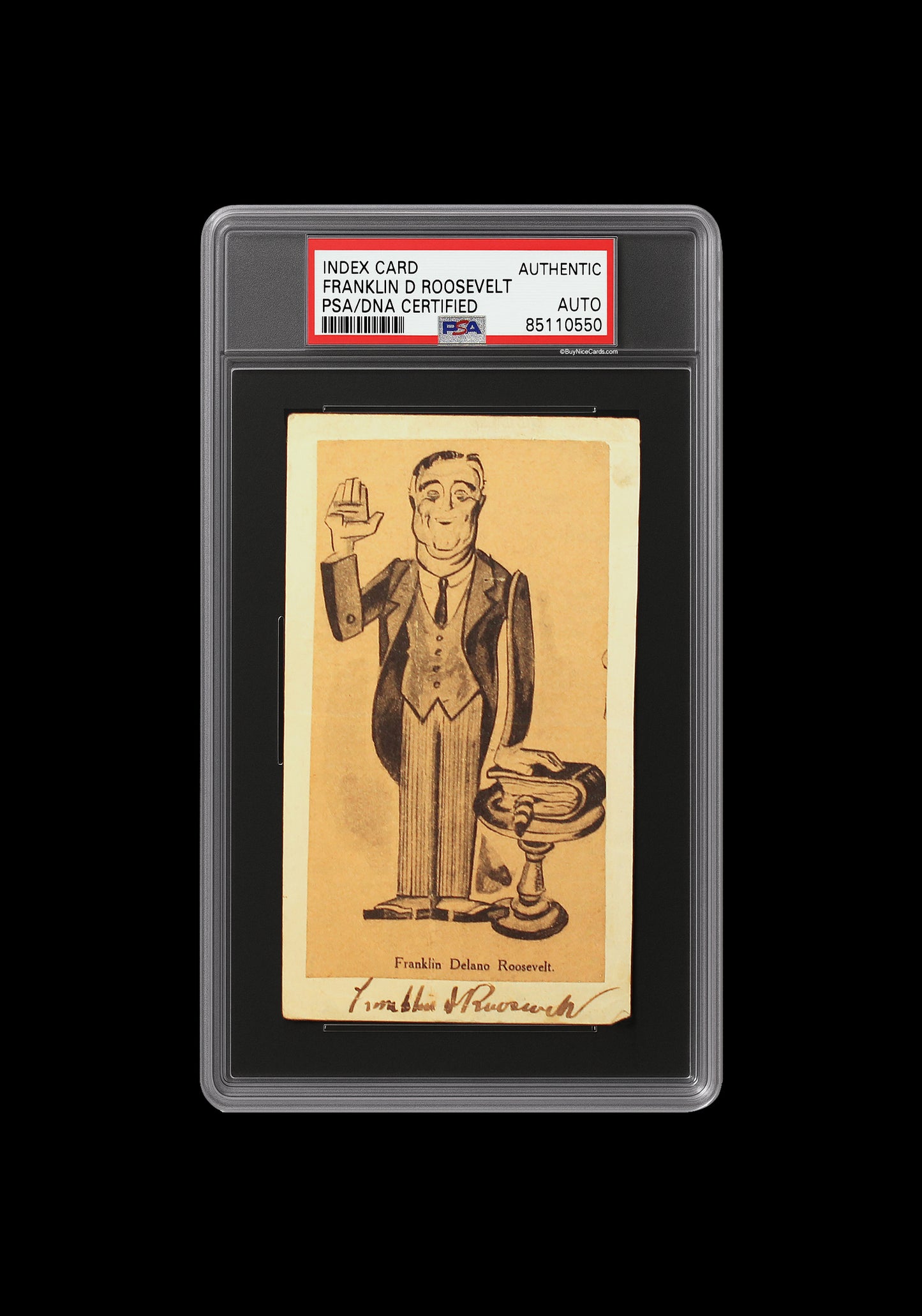 Vintage President Franklin D. Roosevelt Autograph Auto Index Card PSA