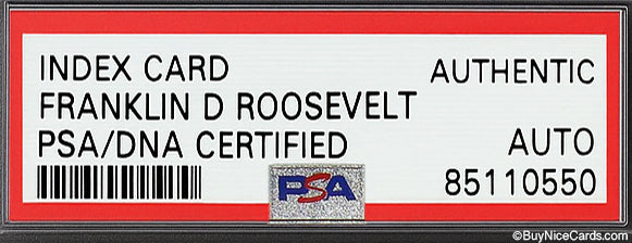 Vintage President Franklin D. Roosevelt Autograph Auto Index Card PSA