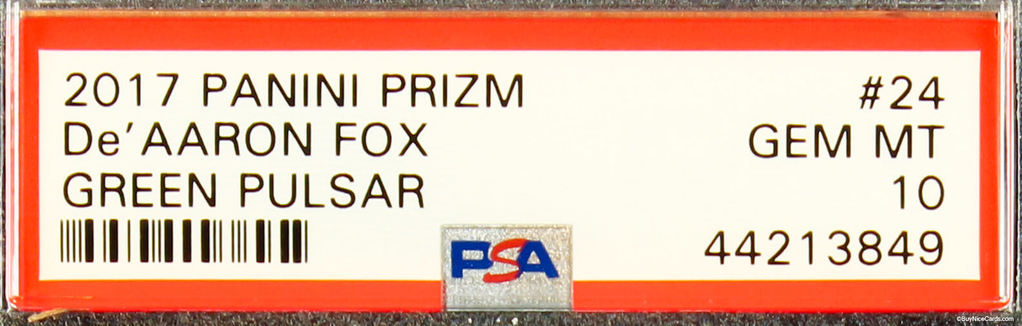 2017 De'aaaron Fox Panini Prizm Green Pulsar Prizms #24 Sp Rc Rookie /25 Psa 10