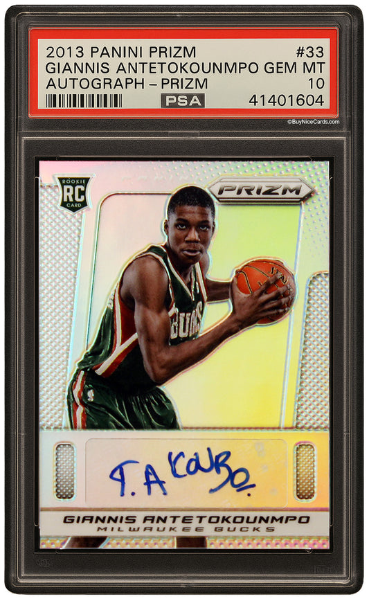 2013 Giannis Antetokounmpo Panini Prizm Silver Prizms RC Rookie Auto /25 PSA 10 Pop 3