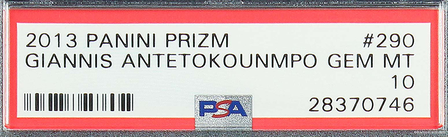 2013 Giannis Antetokounmpo Panini Prizm Base Rc Rookie #290 Psa 10 Gem Mint