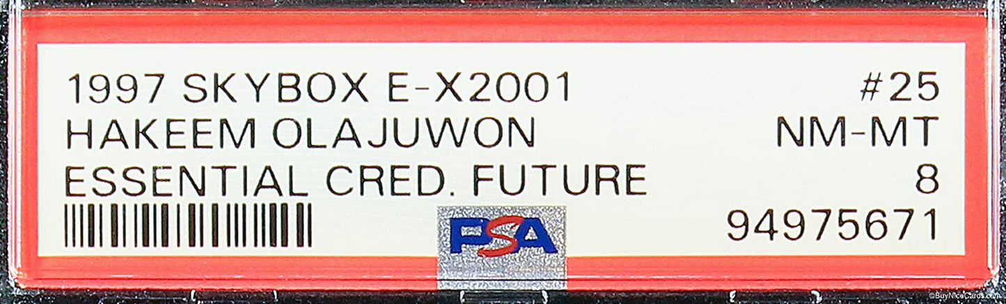 1997 Hakeem Olajuwon Skybox E-X2001 Essential Credentials Future /56 #25 PSA 8 NM-MT