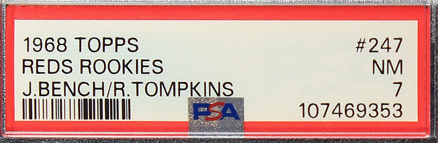 1968 Johnny Bench Ron Tompkins Topps RC Rookie Stars #247 PSA 7 NM