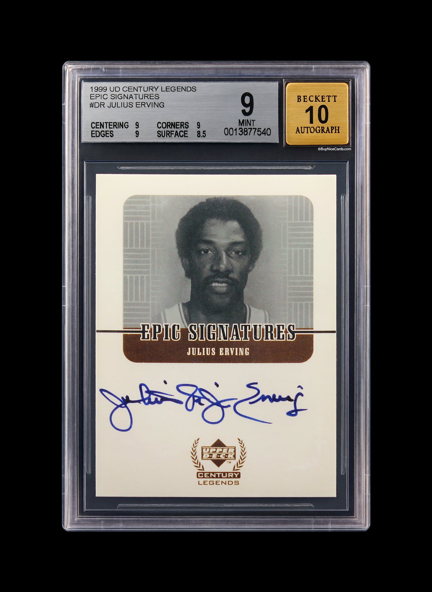 1999 Julius Erving Dr. J UD Century Legends Epic Signatures SP Auto #DR BGS 9 / 10