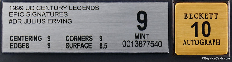 1999 Julius Erving Dr. J UD Century Legends Epic Signatures SP Auto #DR BGS 9 / 10