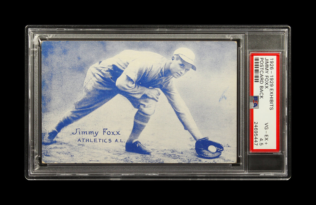 1926-1929 Jimmy Foxx Exhibits Postcard Back RC Rookie PSA 4.5 Pop 3 with 4 Higher