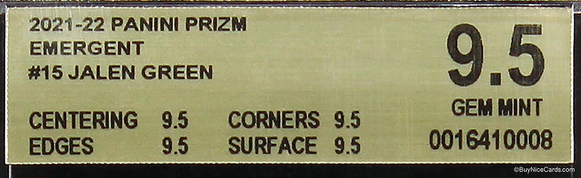 2021-22 Jalen Green Panini Prizm Emergent Base RC Rookie #15 BGS 9.5 Gem Mint