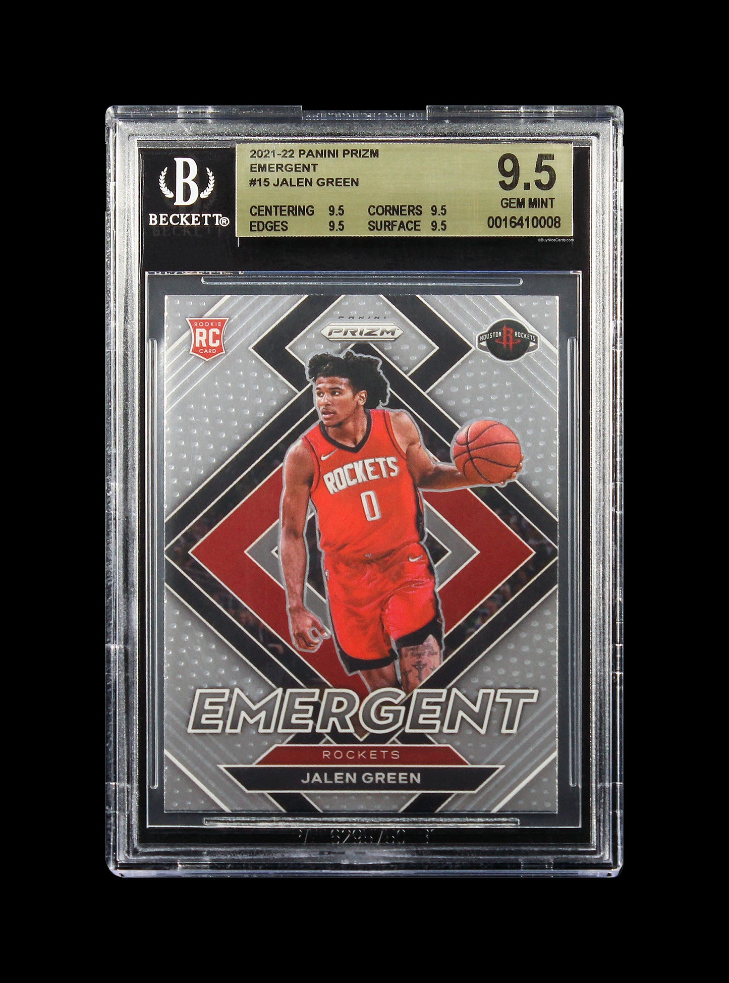 2021-22 Jalen Green Panini Prizm Emergent Base RC Rookie #15 BGS 9.5 Gem Mint