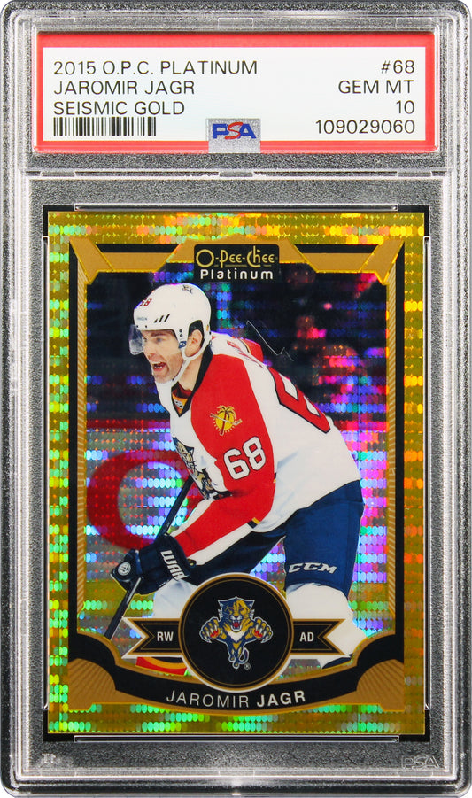 2015 Jaromir Jagr O.P.C. OPC Seismic Gold /50 #68 PSA 10 Gem Mint Pop 1