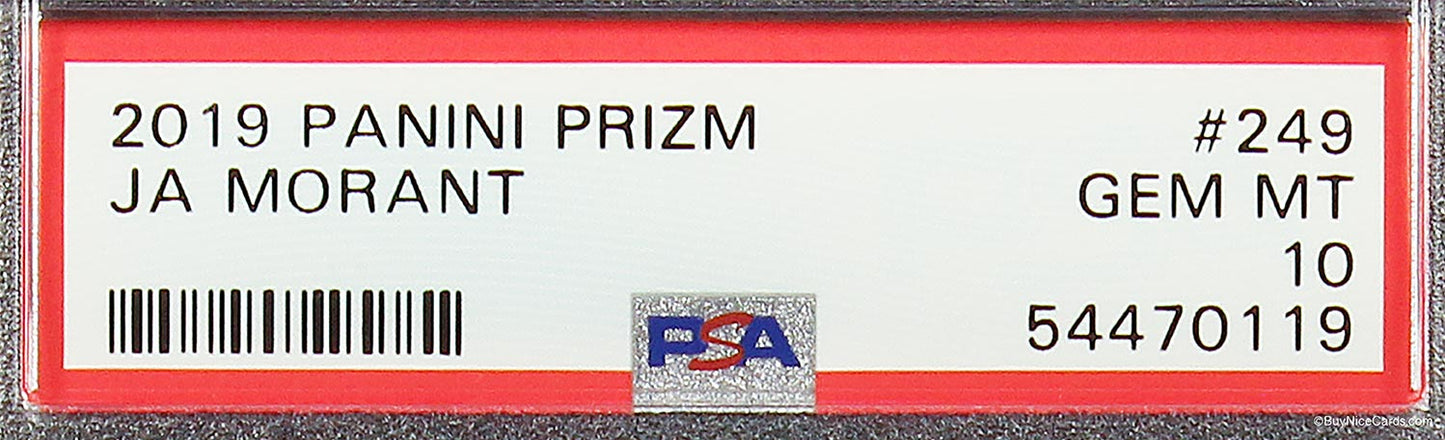 2019 Ja Morant Panini Prizm Base RC Rookie #249 PSA 10 Gem Mint