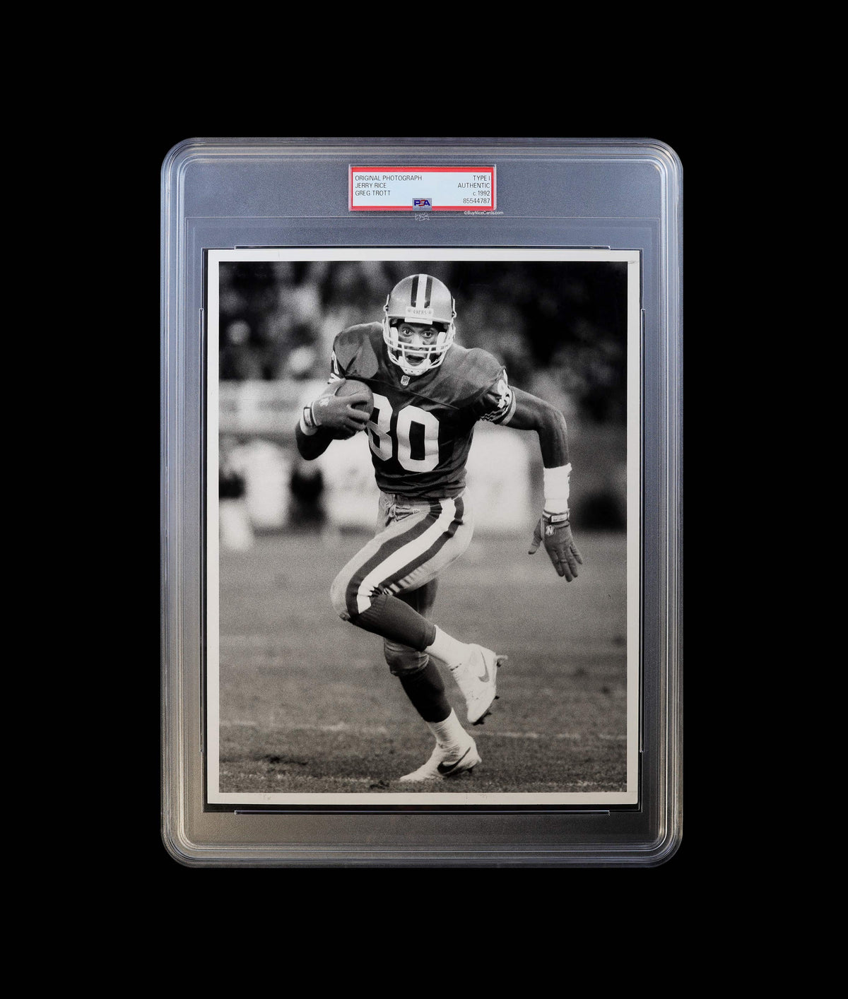 1992 Jerry Rice 8 x 10 Black and White Original with Negative Greg Trott PSA Authentic