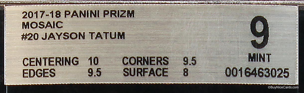 2017-18 Jayson Tatum Panini Prizm Mosaic RC Rookie #20 BGS 9 Mint