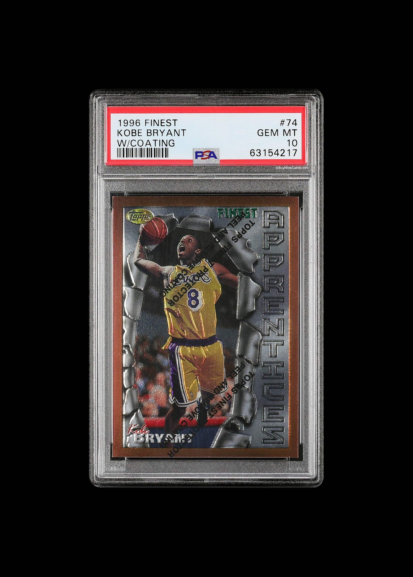 1996 Kobe Bryant Topps Finest w/ Coating RC Rookie #74 PSA 10 Gem Mint