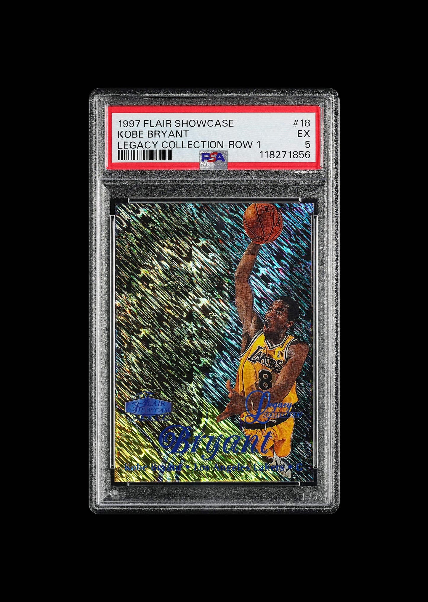 1997 Kobe Bryant Flair Showcase Legacy Collection Row 1 Jersey #8/100 PSA 5 EX