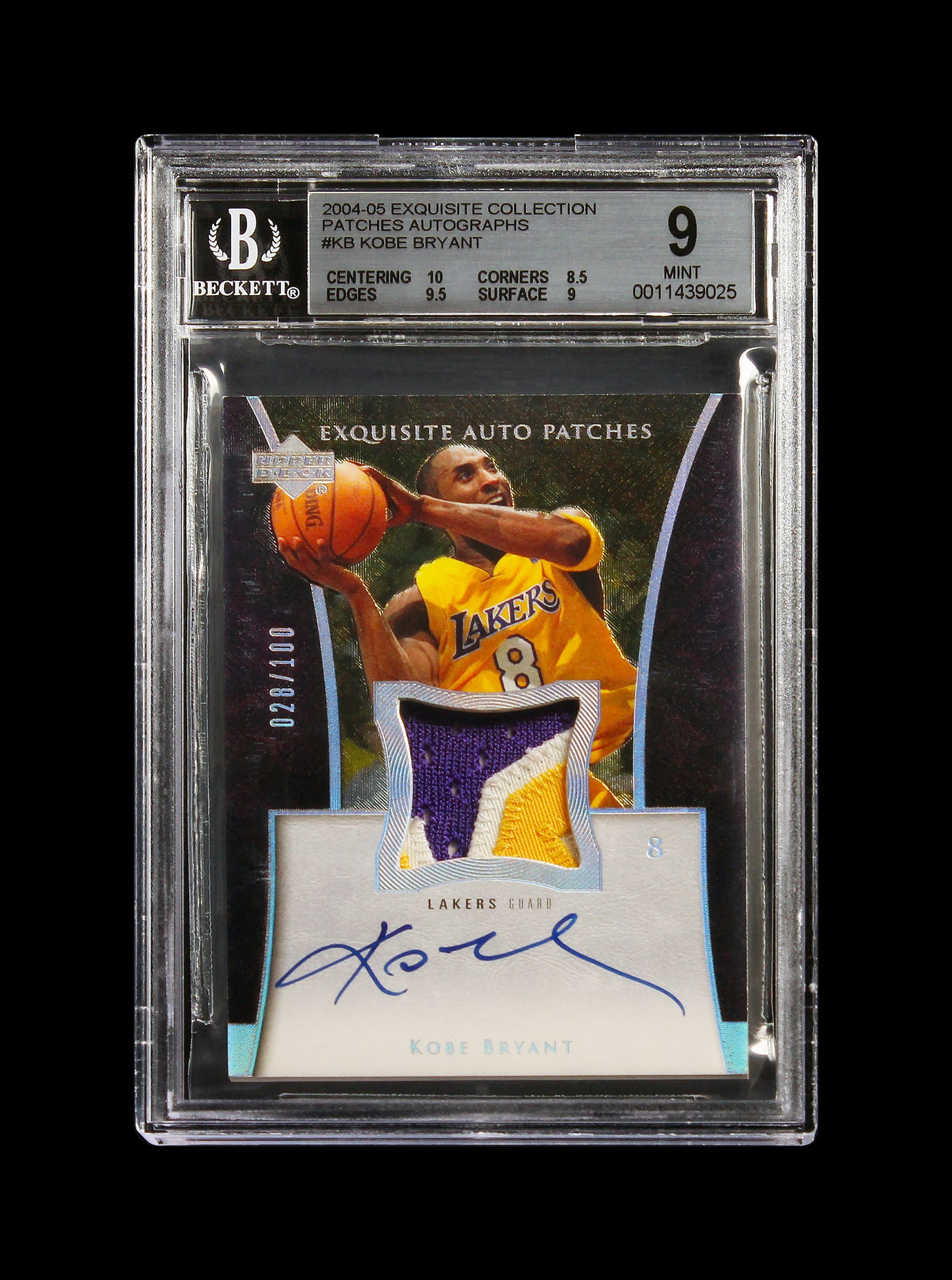 2004-05 Kobe Bryant Upper Deck Exquisite Collection Patch Auto /100 #KB BGS 9 Mt