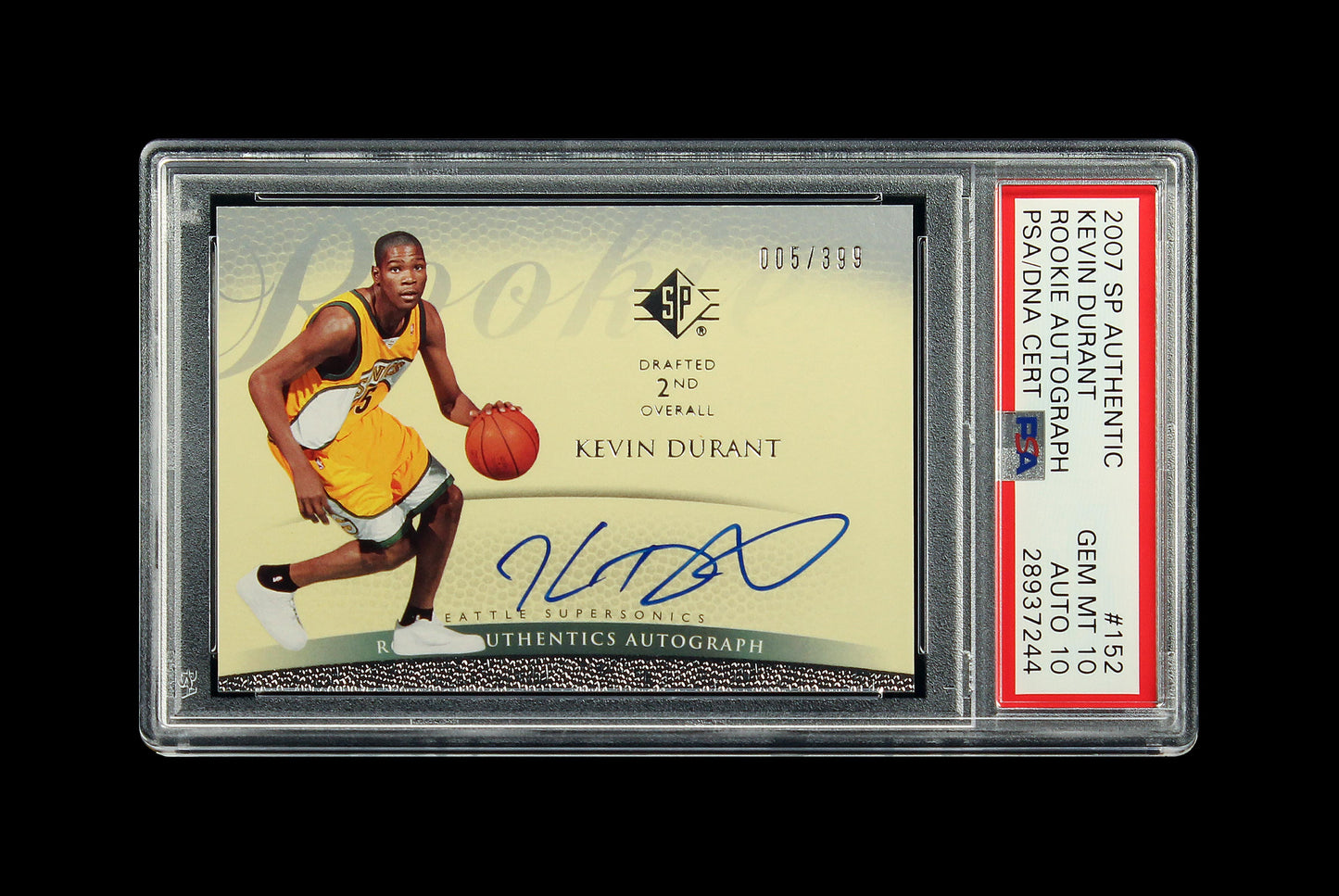 2007 Kevin Durant Upper Deck SP Authentic RC Rookie Auto /399 # 152 PSA 10 Pop12