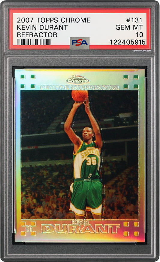 2007 Kevin Durant Topps Chrome Refractor SP RC Rookie /1499 #131 PSA 10 Gem Mint